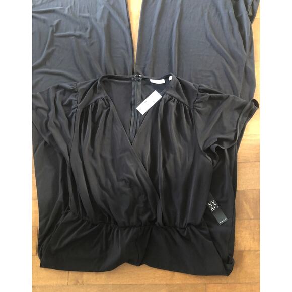 NWT New York & Co jumpsuit in black short sleeves  size large - Picture 5 of 6